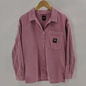 Vans Shacket Size Small Oversized Relaxed Fit Pink Corduroy Long Sleeves